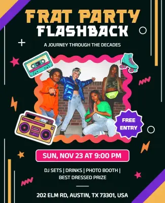 Retro Frat Party Event Flyer Template