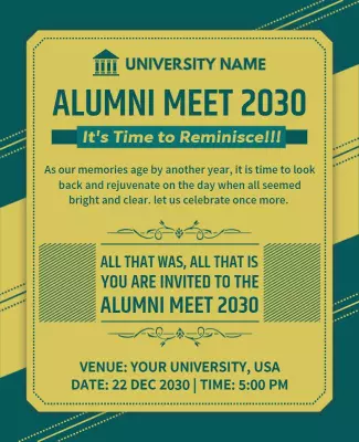 Retro Green Alumni Reunion Celebration Event Poster Template