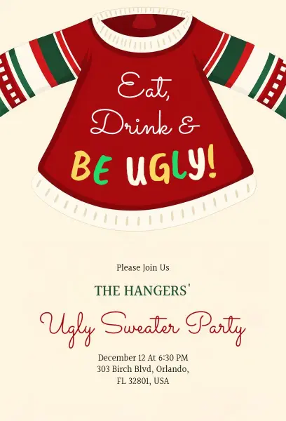 Retro Holiday Ugly Sweater Bash Invitation Template