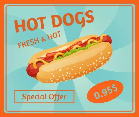 Retro Hot Dog Special Offer with Vibrant Colors Ad Template