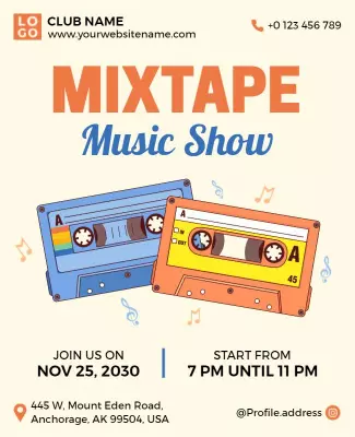 Retro Mixtape Music Show Flyer Template