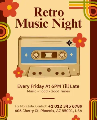 Retro Music Night Event Flyer Template