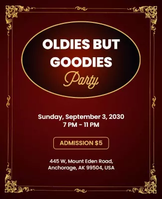 Elegant Vintage Red Oldies Party Flyer Template