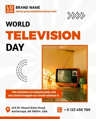 Retro Orange World Television Day Celebration Poster Template