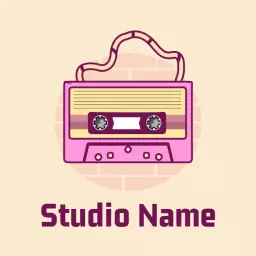 Retro Pink Cassette Tape Design for Music Studio Logo Template