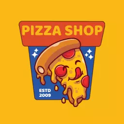 Retro Pizza Shop Logo with Cheerful Melting Slice Design Logo Template