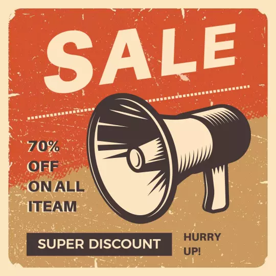 Retro Red and Cream Sale Announcement with Loudspeaker Ad Template