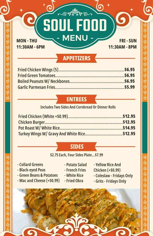 Retro Soul Food Restaurant Menu Template