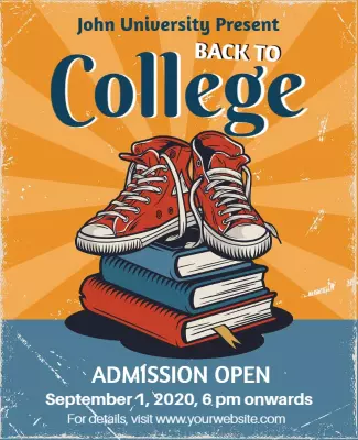 Retro Style Back to College Admission Open Poster Template