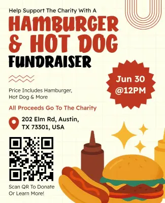 Retro Style Hamburger and Hot Dog Fundraiser Flyer Template