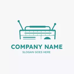 Retro Style Teal Radio Design for Broadcasting Logo Template