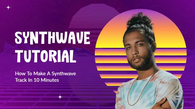 Retro Synthwave Music Production YouTube Thumbnail Template