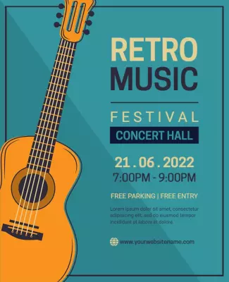 Retro Themed Music Festival Concert Hall Poster Template
