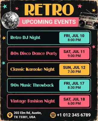 Retro Themed Upcoming Events Poster Template