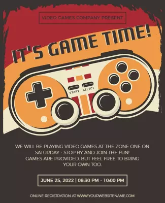 Retro Video Game Controller Fun Event Poster Template