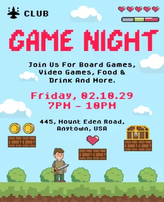 Retro Video Game Night Event Flyer Template