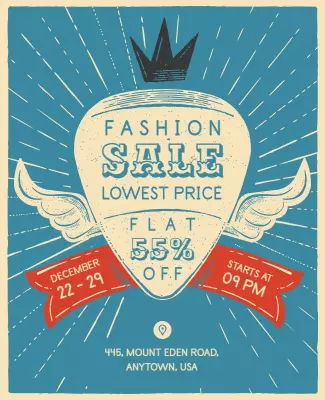 Retro Vintage Fashion Sale Discount Promotion Poster Template