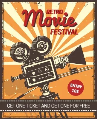 Retro Vintage Movie Festival Celebration Poster Template