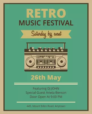 Retro Vintage Music Festival Event Poster Template