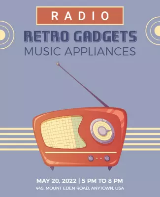 Retro Vintage Radio and Music Appliances Poster Template