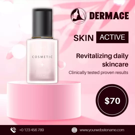 Revitalizing Pink Skincare Cosmetic for Daily Use Ad Template
