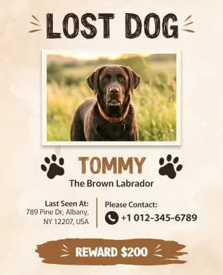 Reward Offered for Lost Dog Poster Template