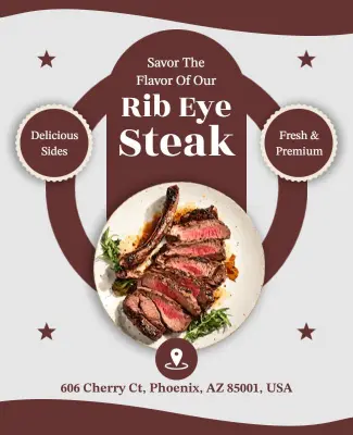 Rib Eye Steak Restaurant Promotion Flyer Template