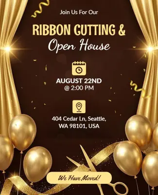 Ribbon Cutting and Open House Event Flyer Template