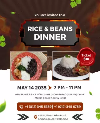 Rice and Beans Dinner Event Flyer Template