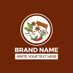 Rich Brown Background with Various Spices and Herbs Logo Template