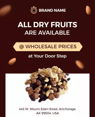 Rich Brown Wholesale Dry Fruits Delivery Poster Template