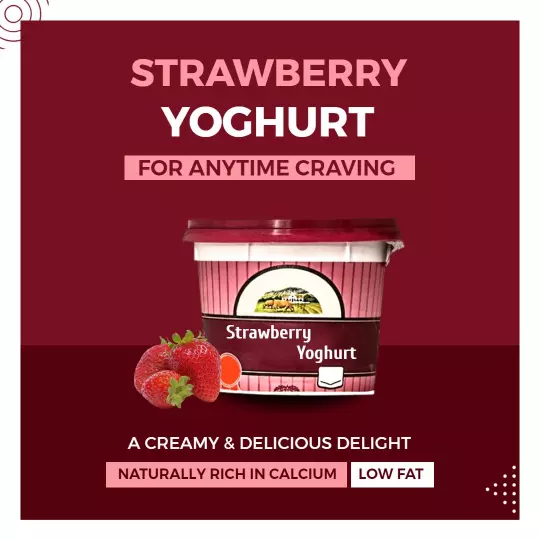 Rich Creamy Strawberry Yoghurt for Anytime Craving Ad Template