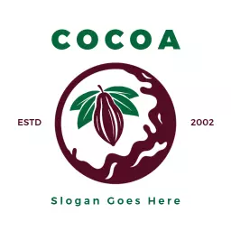 Rich Dark Brown Cocoa Design with Leaf Element Logo Template