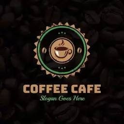 Rich Dark Coffee Beans with Elegant Cafe Logo Template