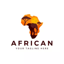 Rich Orange and Brown Landscape Depicting African Nature Logo Template