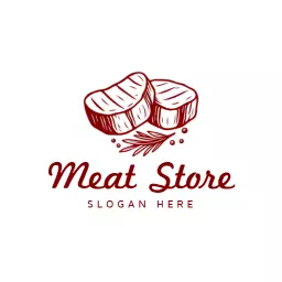 Rich Red Design Featuring Fresh Cuts of Meat Store Logo Template