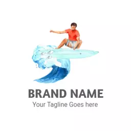 Riding Waves with Enthusiastic Surfing Adventure Logo Template