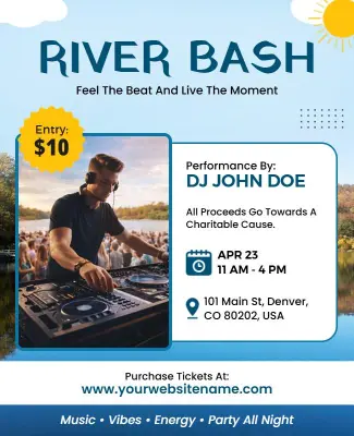 River Bash Charity Music Event Poster Template