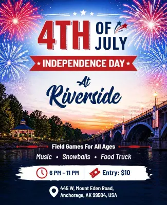 Riverside 4th of July Evening Festival Flyer Template