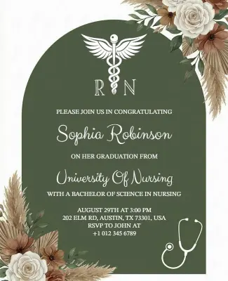 RN Graduation Announcement Invitation Flyer Template