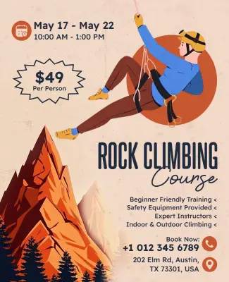 Rock Climbing Course Flyer Template