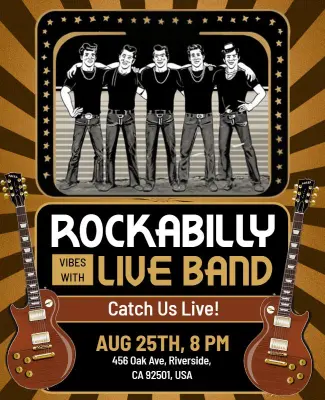 Rockabilly Live Band Event Flyer Template
