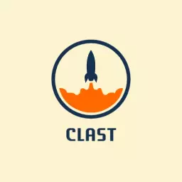 Rocket Launching into Space with Vibrant Orange Flames Logo Template