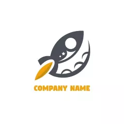 Rocket Launching into the Cosmic Space Adventure Logo Template