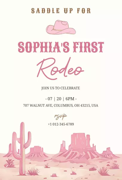 Rodeo Cowgirl Birthday Celebration Invitation Template
