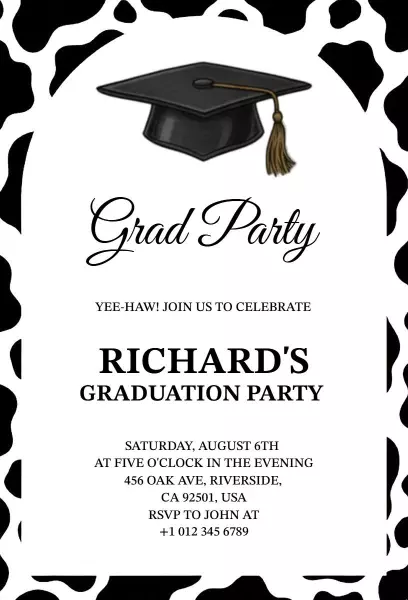 Rodeo Theme Graduation Celebration Party Invitation Template