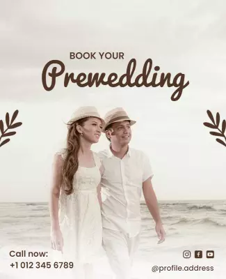 Romantic Beach Themed Premedding Reservation Poster Template