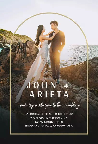 Romantic Coastal Outdoor Wedding Photo Invitation Template