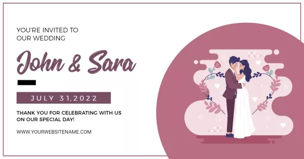 Romantic Couple Embrace with Floral Accents Wedding Banner Template