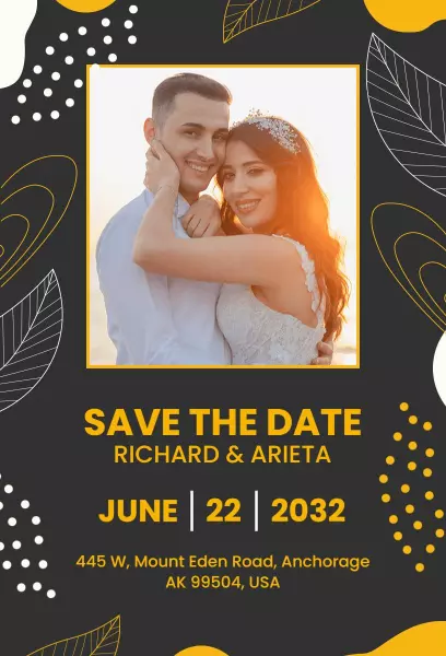 Romantic Couple Photography Wedding Save The Date Invitation Template